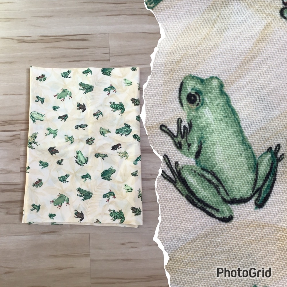 Green Frogs & Ferns Butter Yellow Window Valance 51”x17”